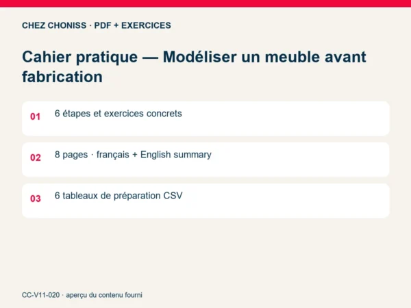 Cahier pratique — Modéliser un meuble avant fabrication