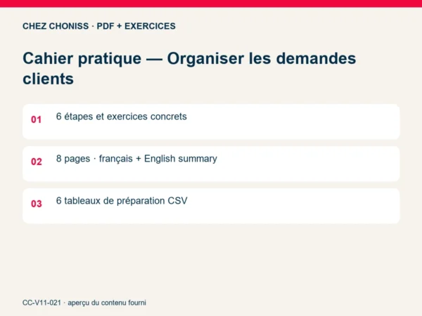 Cahier pratique — Organiser les demandes clients