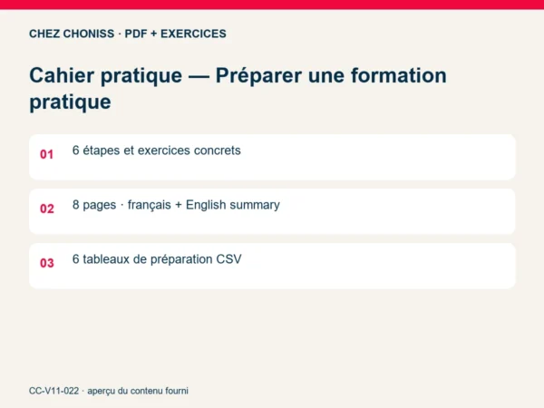 Cahier pratique — Préparer une formation pratique