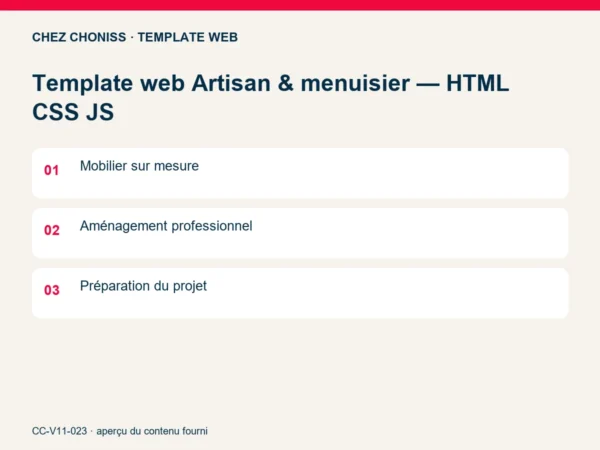 Template web Artisan & menuisier — HTML CSS JS