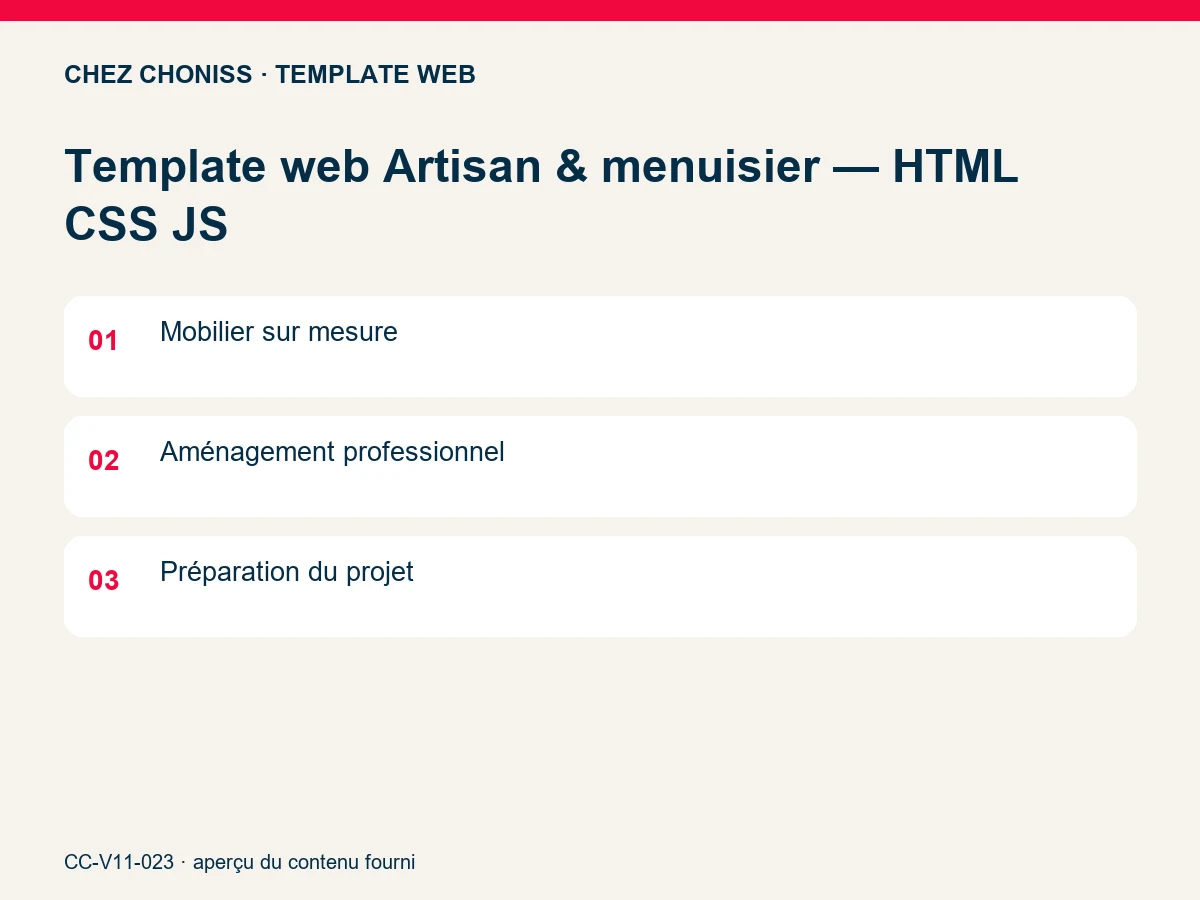 Template web Artisan & menuisier — HTML CSS JS