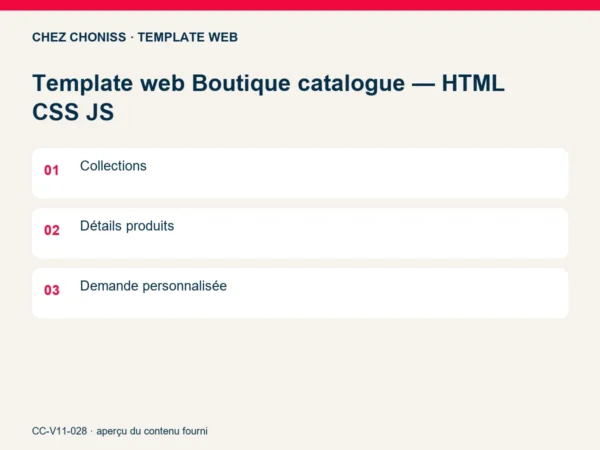 Template web Boutique catalogue — HTML CSS JS