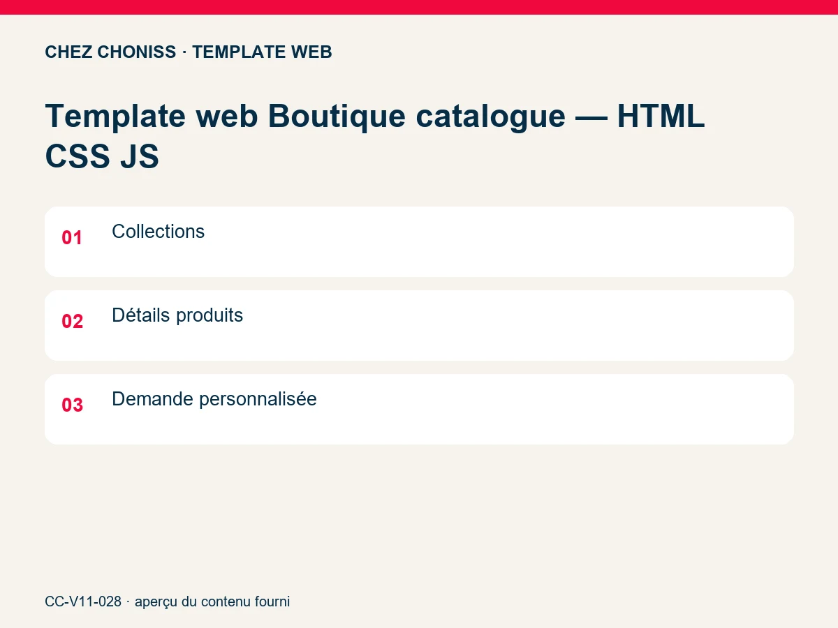 Template web Boutique catalogue — HTML CSS JS