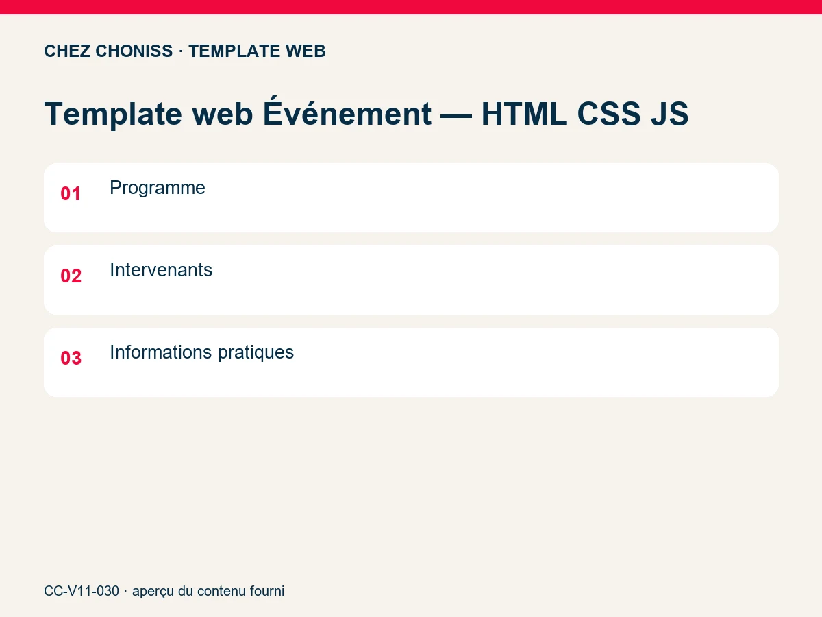 Template web Événement — HTML CSS JS