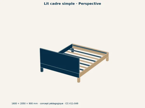 Maquette 3D — Lit cadre simple (DAE OBJ)