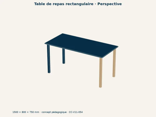 Maquette 3D — Table de repas rectangulaire (DAE OBJ)