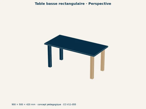Maquette 3D — Table basse rectangulaire (DAE OBJ)