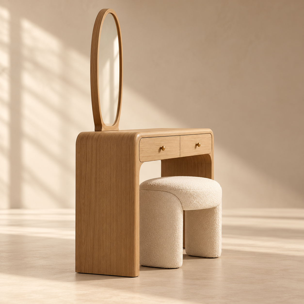 Coiffeuse Mira — vue de profil — visuel d’inspiration généré