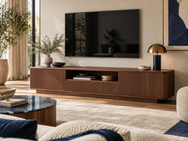 Meuble TV Yovo — façades rainurées
