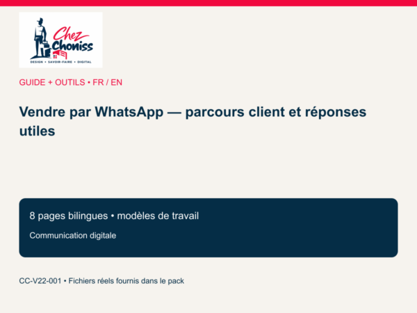 Vendre par WhatsApp — guide pratique FR/EN et réponses clients