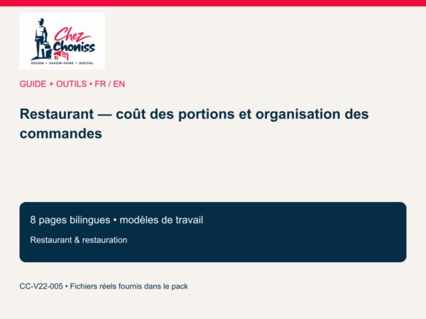 Restaurant — portions, coûts et suivi des commandes