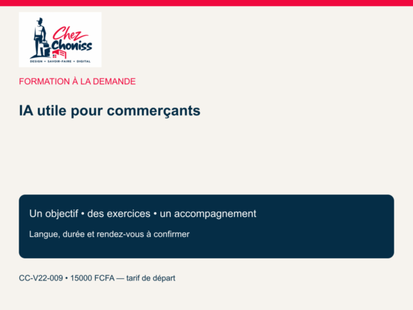 Formation à la demande — IA utile pour commerçants