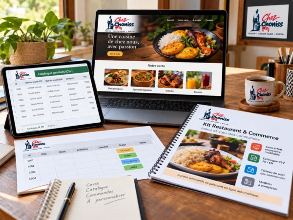 Kit Restaurant & Commerce — menu et suivi des commandes