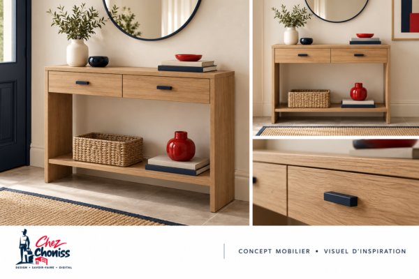 Console Noria — deux tiroirs et tablette basse