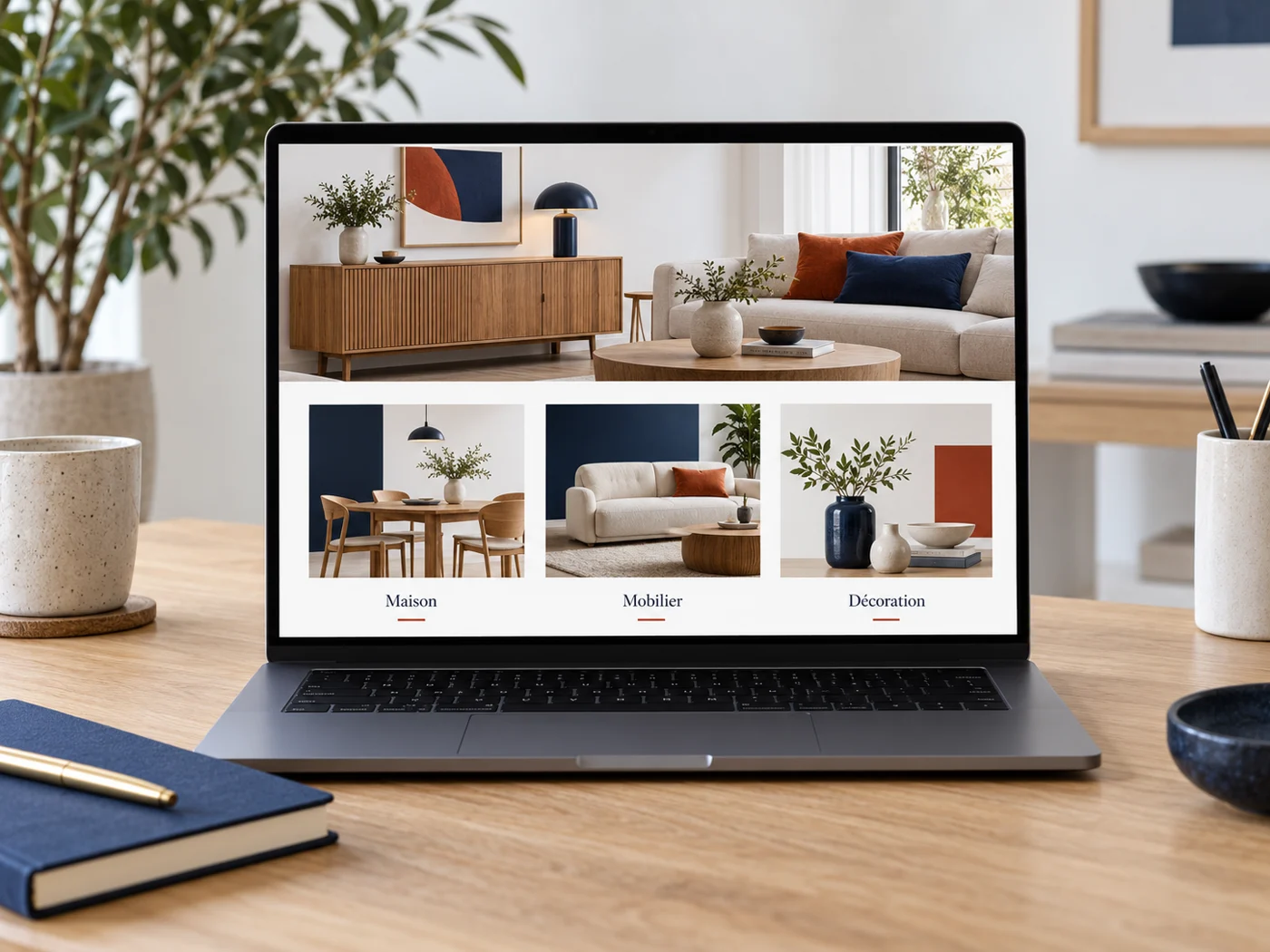 Visuel d’inspiration : ordinateur présentant un exemple de boutique de mobilier en ligne