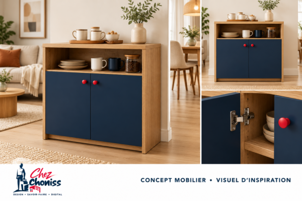 Meuble café Kawa — deux portes et niche ouverte